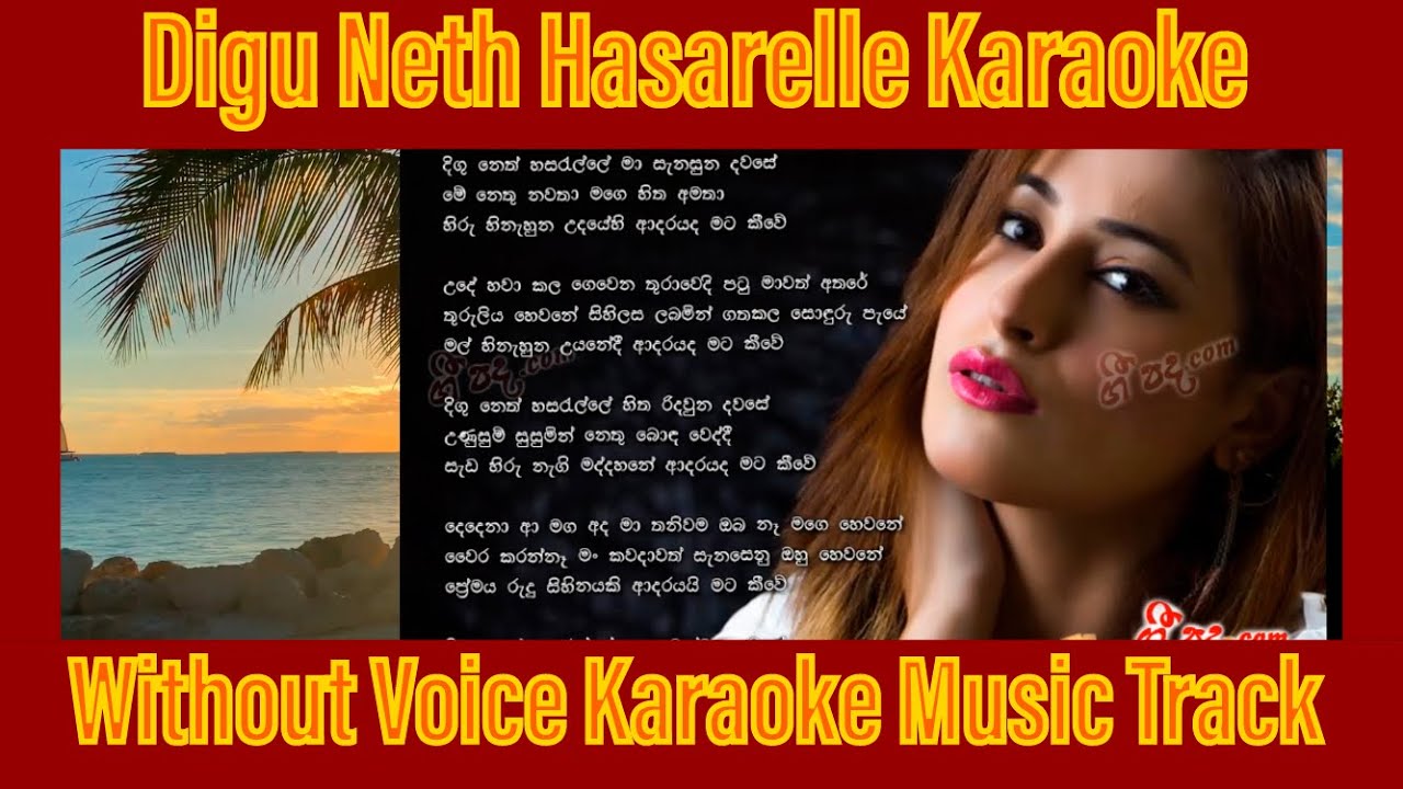 Digu Neth Hasarelle karaoke Dayarathna Perera without voice 12