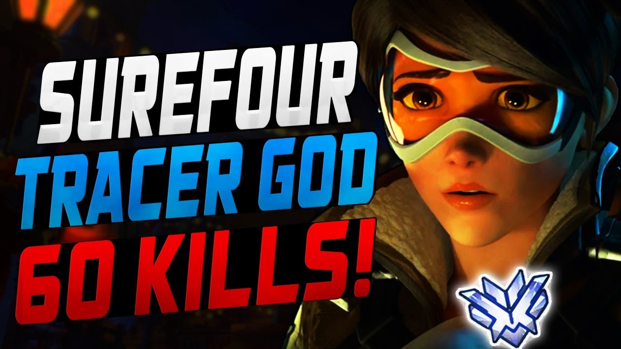 SUREFOUR BEST TRACER! 60 ELIMS! [ OVERWATCH SEASON 7 TOP 500 ]