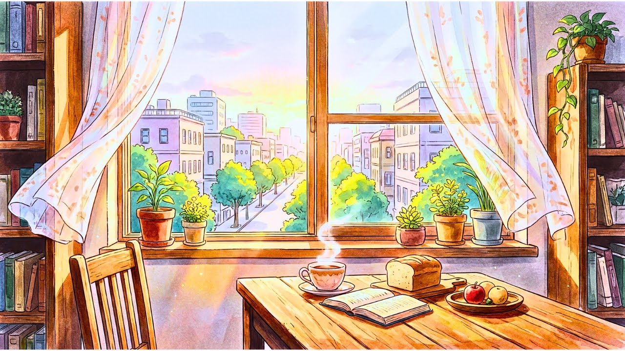 Morning in a Peaceful City Apartment  Ghibli Style Calm Routine