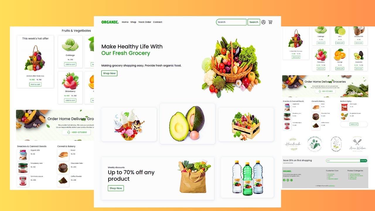 Full Responsive Grocery Website Using HTML, CSS & Boostrap5 Step By Step - Part 1
