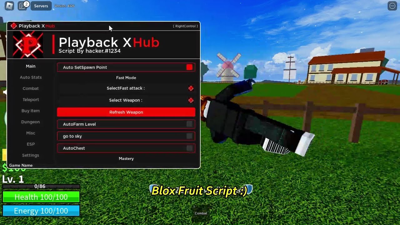 PLAYBACKX HUB BLOX FRUIT SCRIPT [AUTOFARM] [ESP FRUIT] [AUTOFARM BOUNTY] AND MORE!