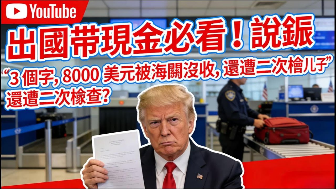 🔥出國帶現金必看！說錯「給兒子」3個字，8000美元被海關沒收，還遭二次檢查？