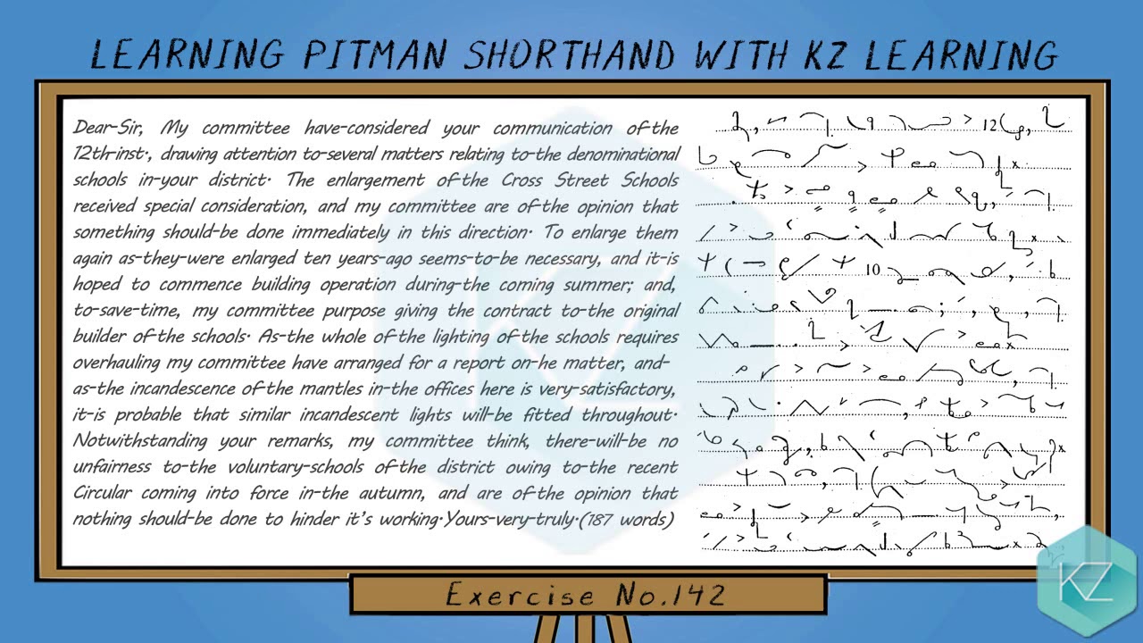 Exercise No.142 @ 70 WPM - Pitman Shorthand Dictation - KZ Learning