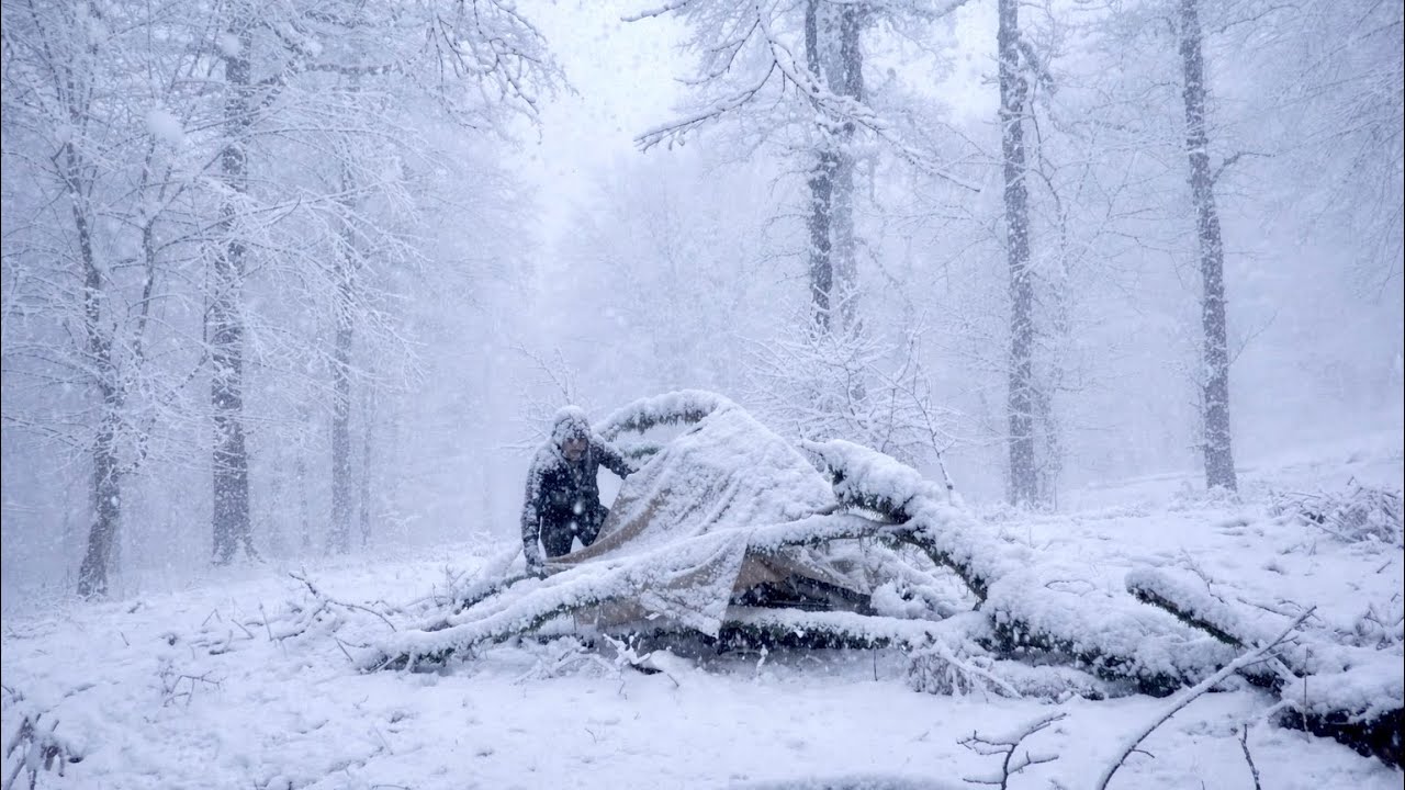 Surviving a DEADLY BLIZZARD in a Canvas Tarp Shelter