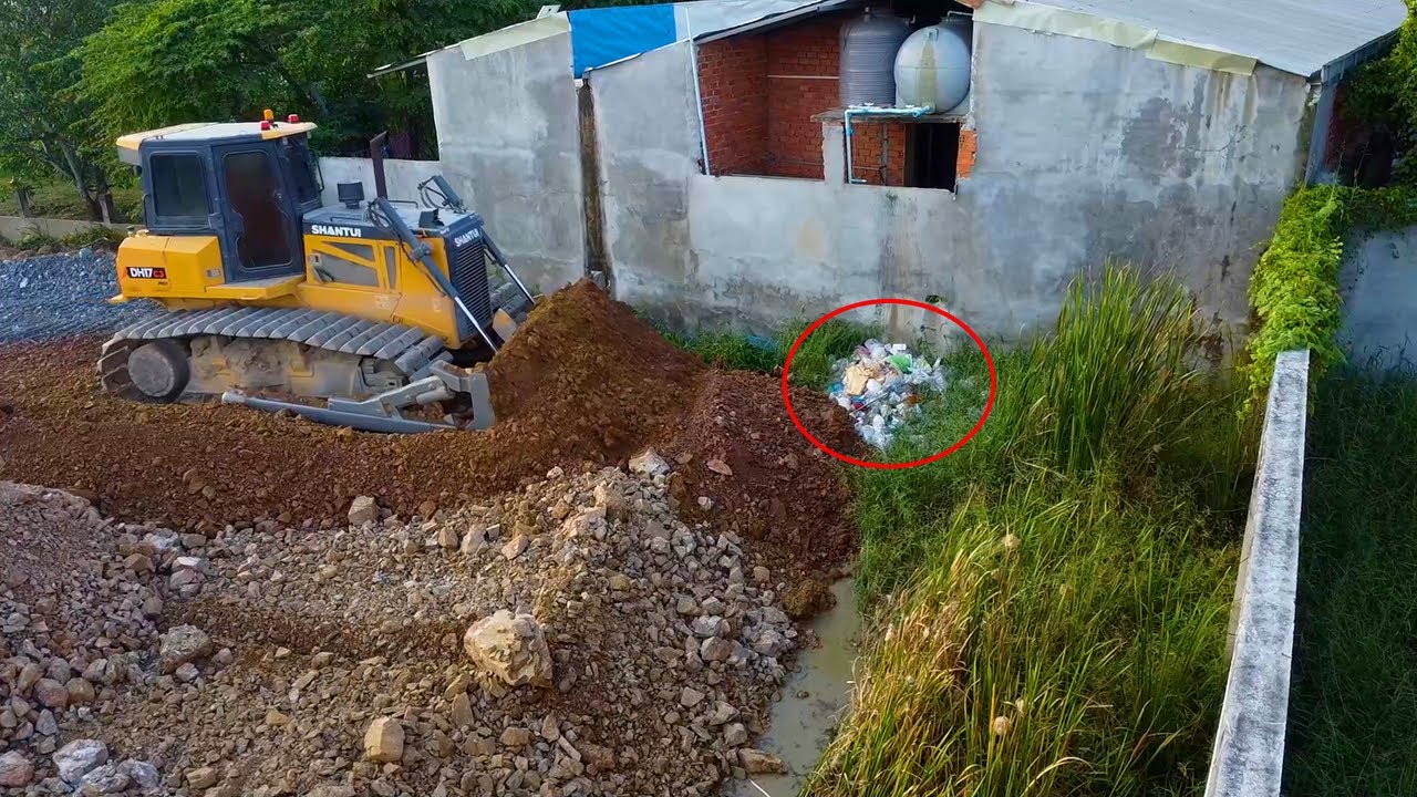 Part3. Complete 100% Delete Pit To Connect Wall by SHANTUI DH17 C3 Pour Stone with dump truck