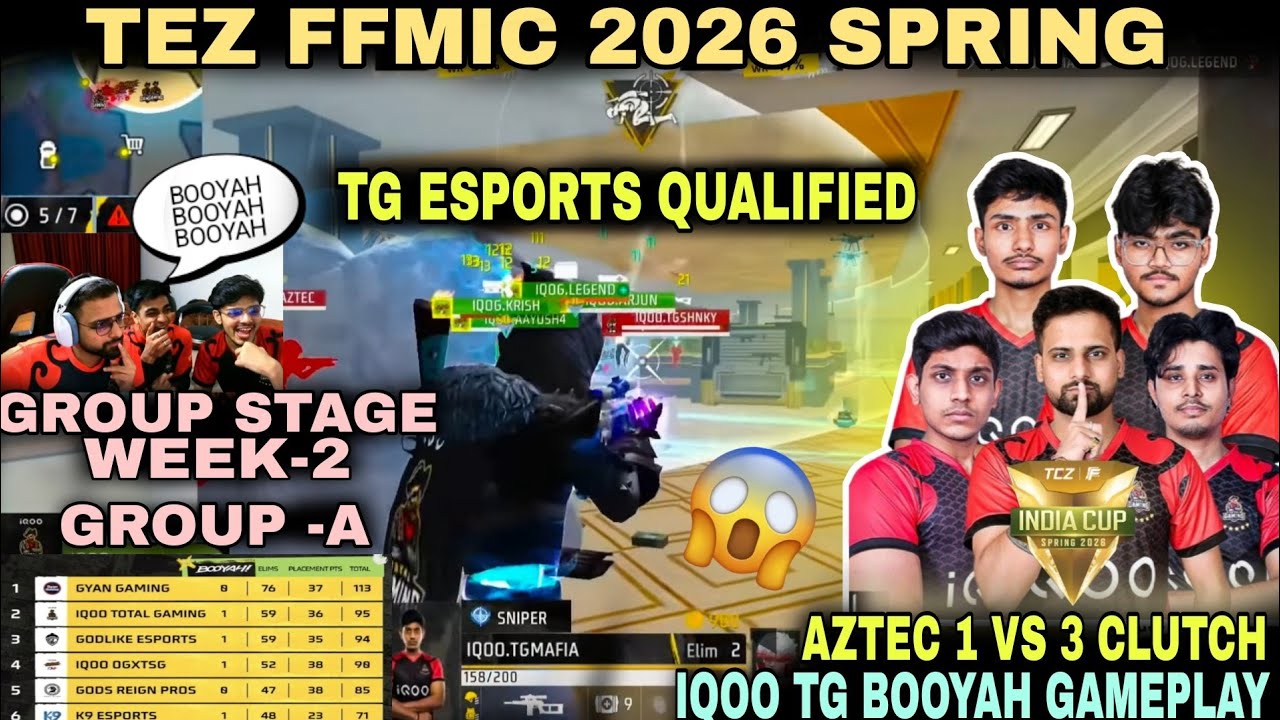 TEZ FFMIC 2026 SPRING | TG ESPORTS QUALIFIED TOP 2 ☠️| TG AZTEC 1 VS 3 CLUTCH 😱| BOOYAH GAMEPLAY 