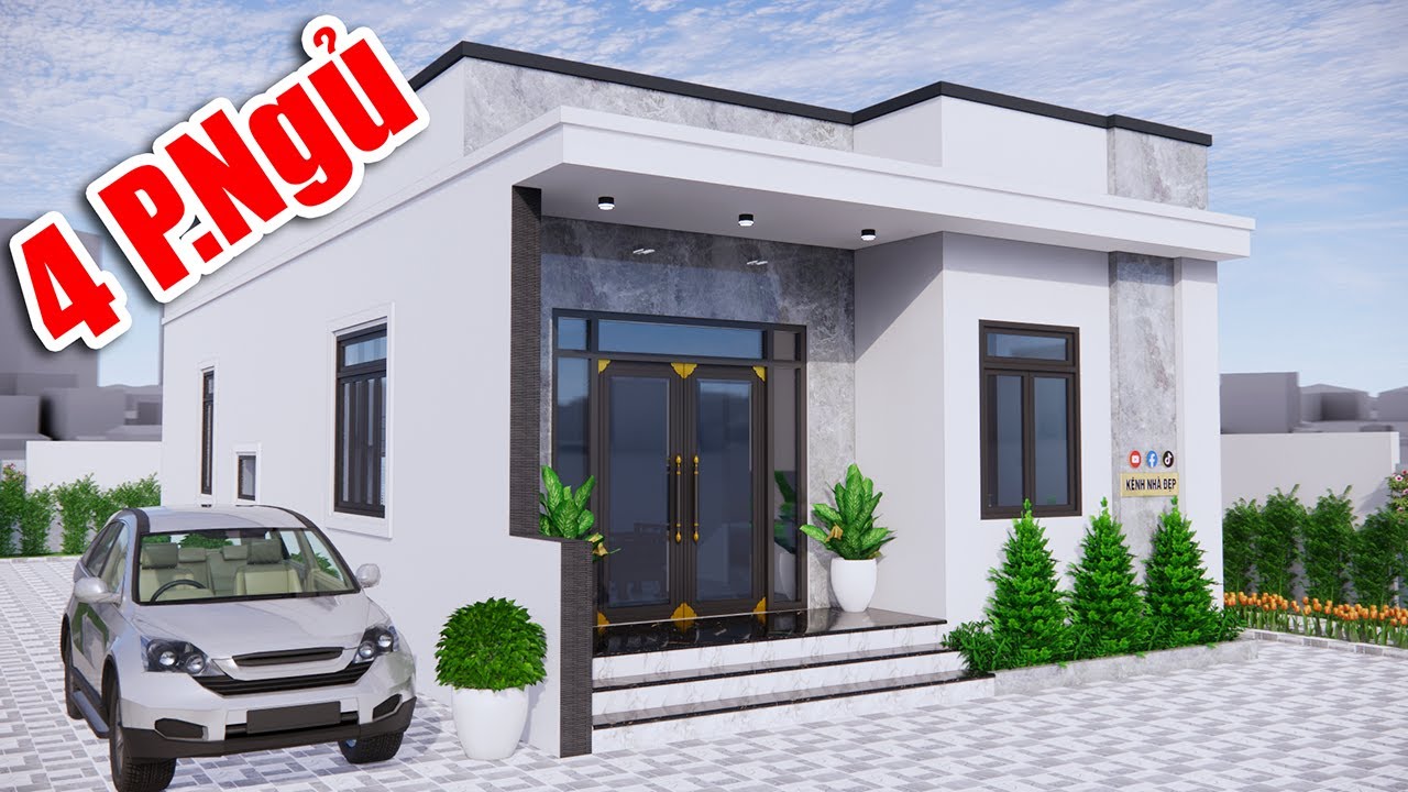 Thiết kế nhà CẤP 4 MÁI BẰNG có 4 phòng ngủ giá rẻ mà vẫn đẹp vẫn hiện đại