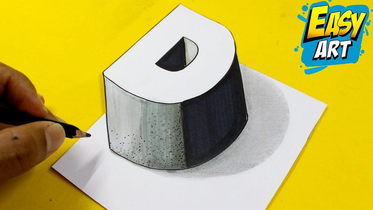 🔴 Cómo Dibujar Letras en 3D - Letra D ►Cómo Dibujar en 3D - Como Hacer letras en 3D -  Easy Art