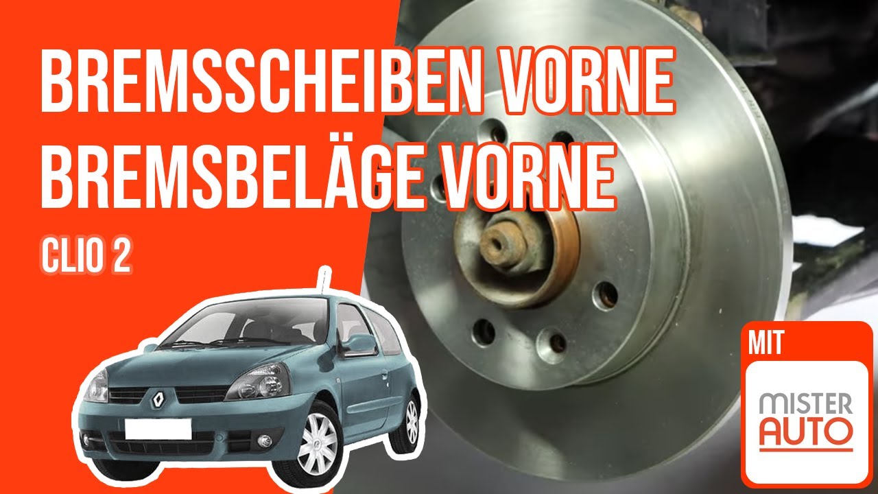 Wie Clio 2 Bremsscheiben vorne, Bremsbeläge vorne wechseln 🚗