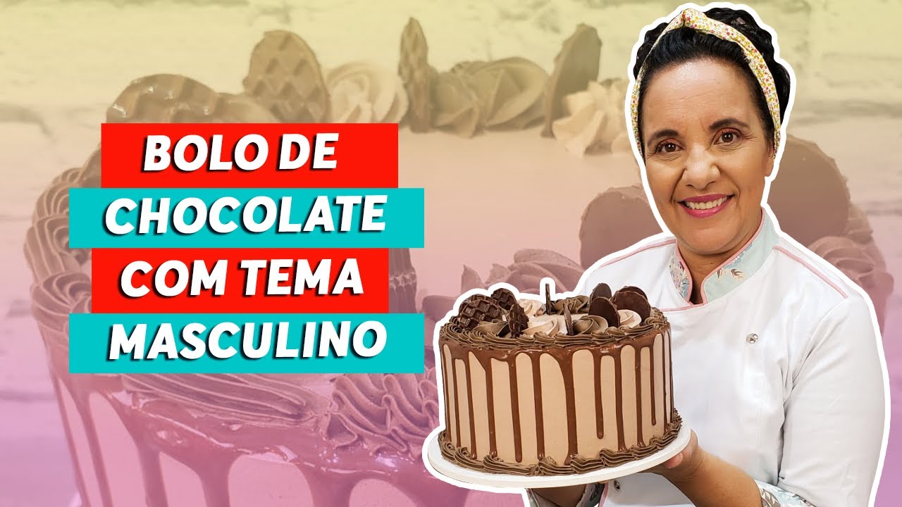 BOLO EM CHANTININHO DE CHOCOLATE TEMA MASCULINO - CHEF LÉO OLIVEIRA