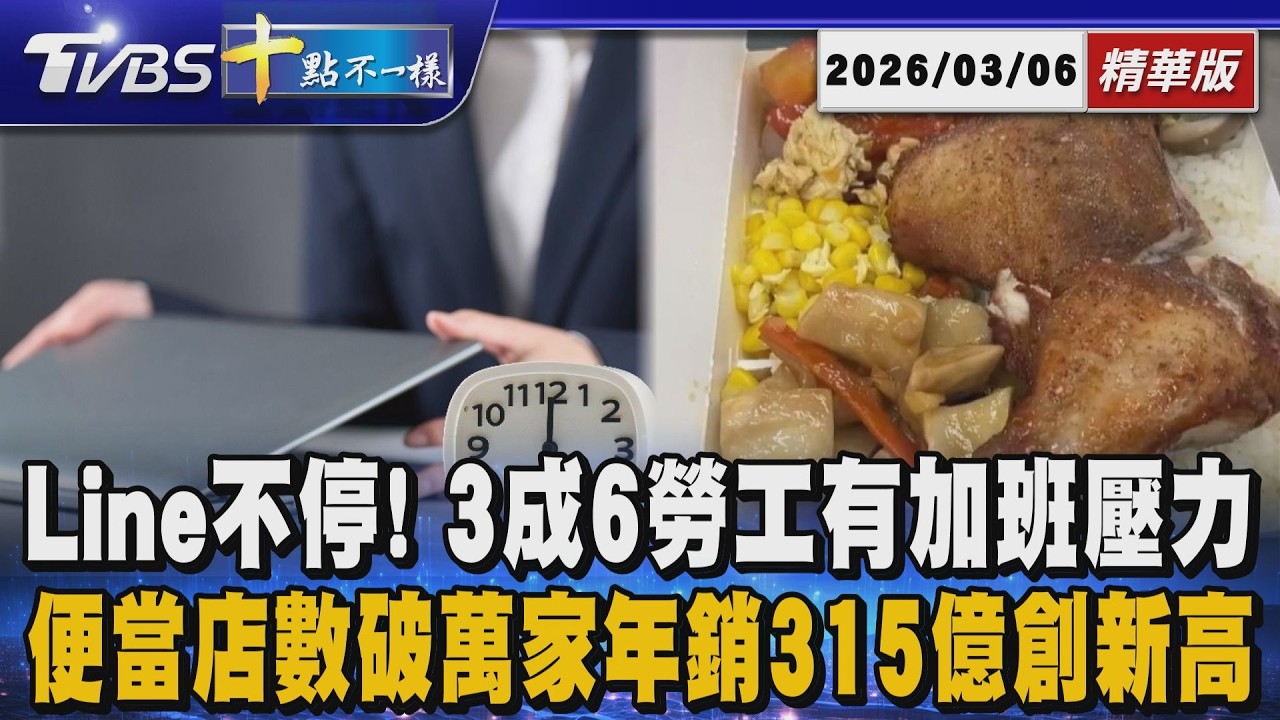 Line不停! 3成6勞工有加班壓力    便當店數破萬家年銷315億創新高｜十點不一樣20260306 @TVBSNEWS01