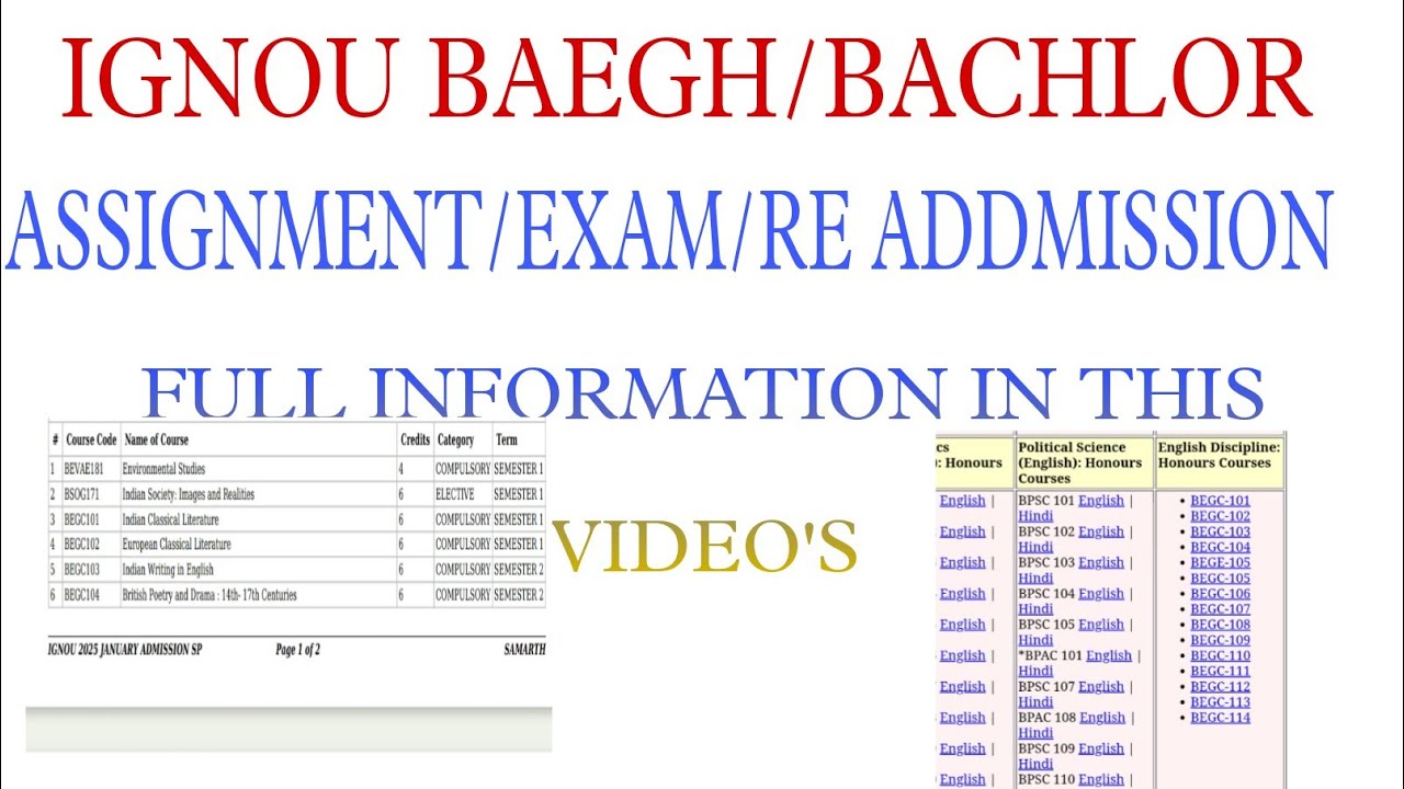 IGNOU BAEGH course full information // IGNOU all course full information 2025