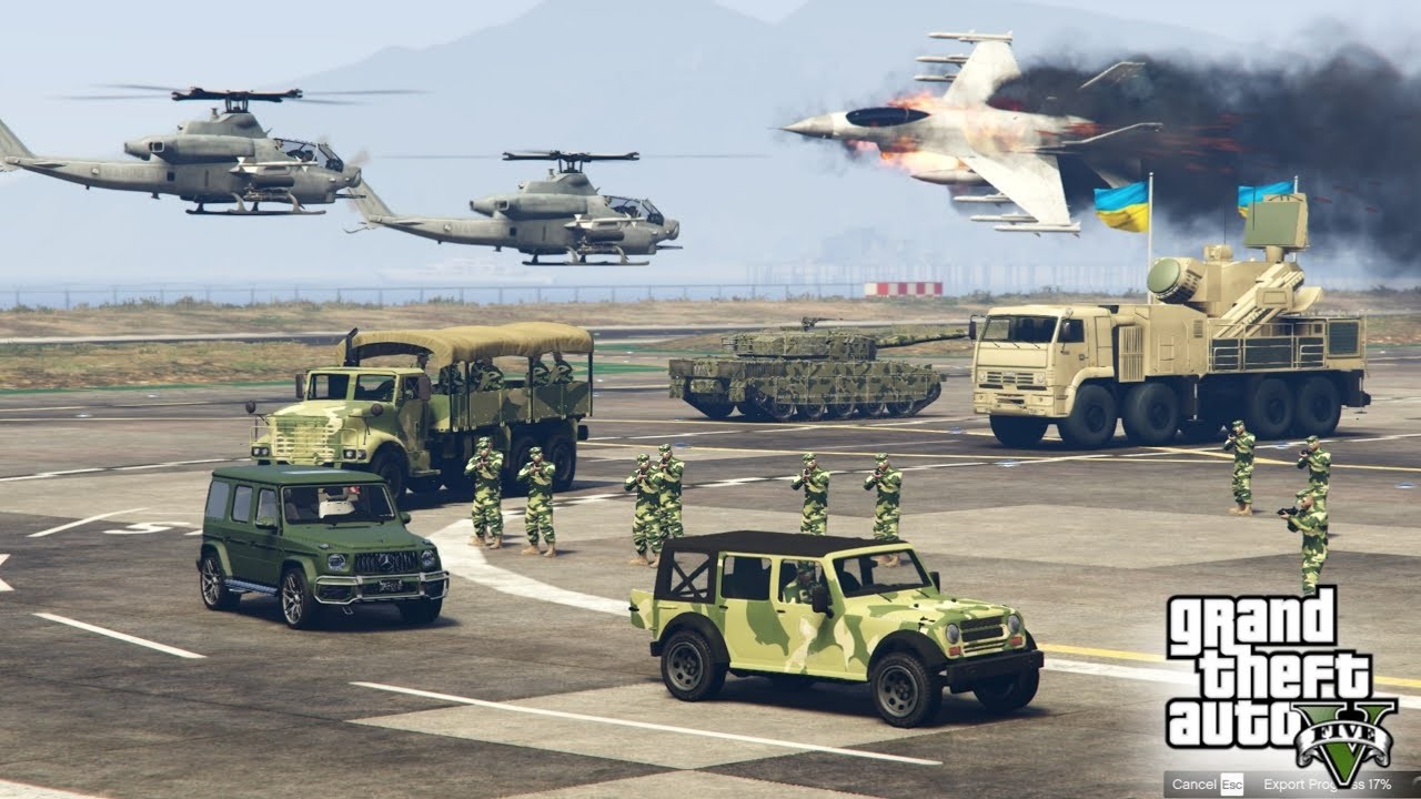 USA Fighter Jets & Irani Helicopters Attack on Israeli Military Convoy & Airport of Tel-Aviv - GTA 5