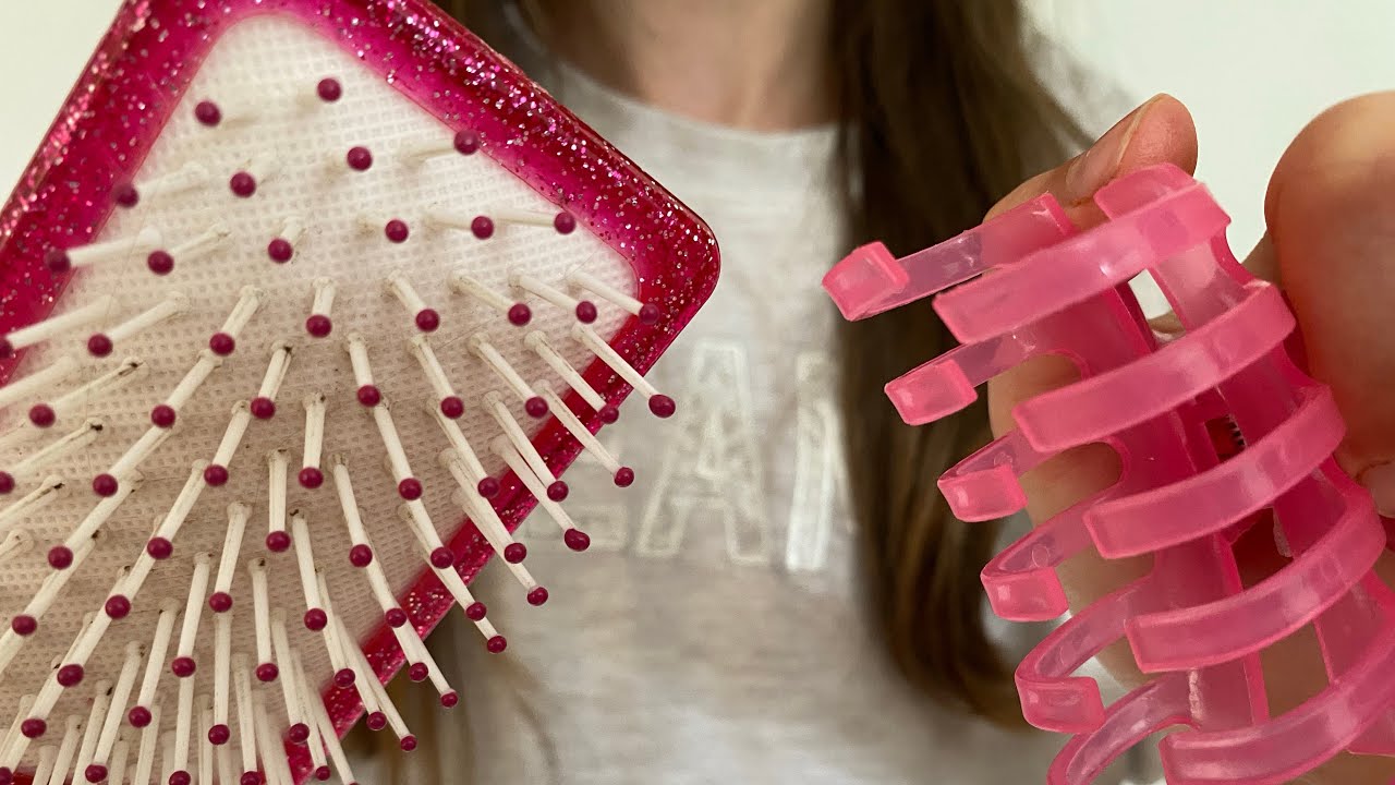 ASMR styling your hair! Hair brushing, hair straightening, blow drying, putting your hair up
