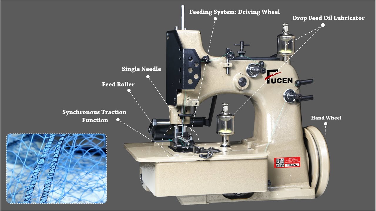 FH-4N3: Three thread heavy duty overedging sewing machine for attaching ropes to net borders