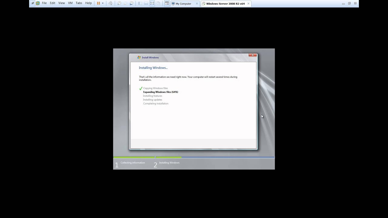 How to install Windows Server 2008 R2 64bit DataCenter in vmware workstation