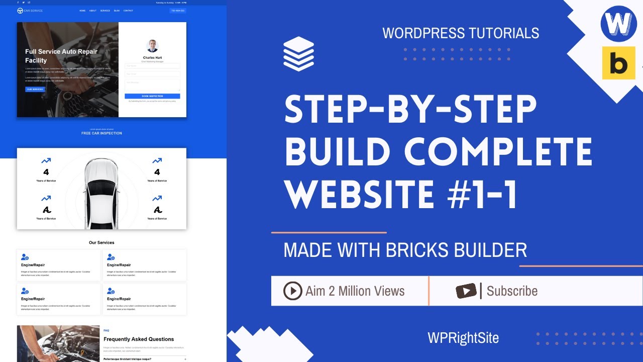 Build Complete Car Service Website in WordPress with Bricks Builder | Step-by-Step Tutorial | P#1-1