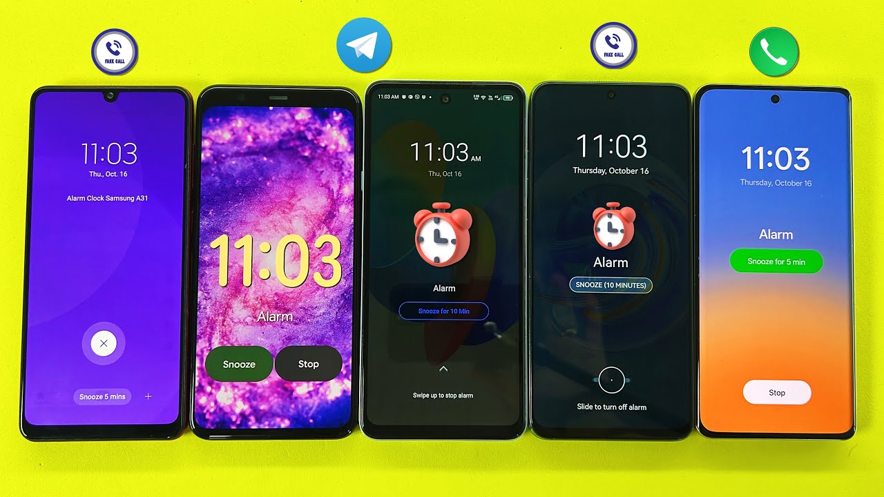 Alarm Clock + Timer + Fake + Telegram Incoming Outgoing Call Pixel, Samsung, Realme, Huawei, TECNO