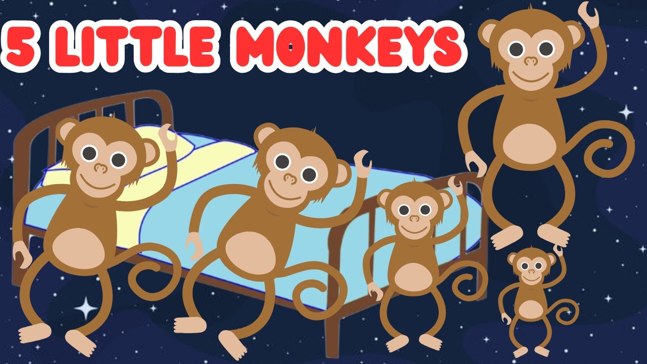5 Little Monkeys Jumping on the Bed  | Nursery Rhymes & Kids Songs | Fun Learning Video for Children