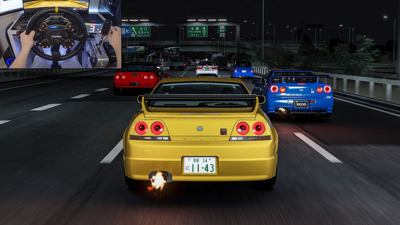910HP Nissan Skyline GT-R R33 & R34 & R32 Street Racing in Japan - Assetto Corsa | Moza R16 + VR