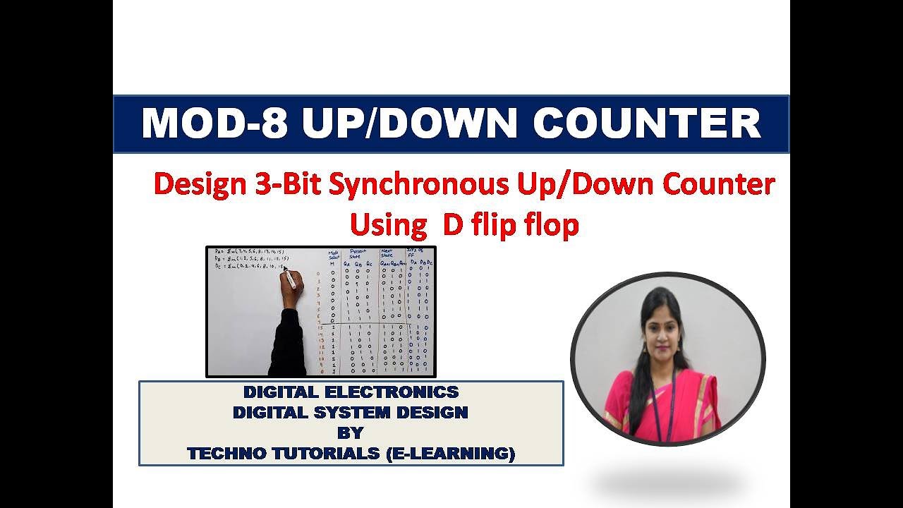 MOD-8 Synchronous Up/Down Counter Using D flip flop | 3-Bit Up-down counter using D flip flop