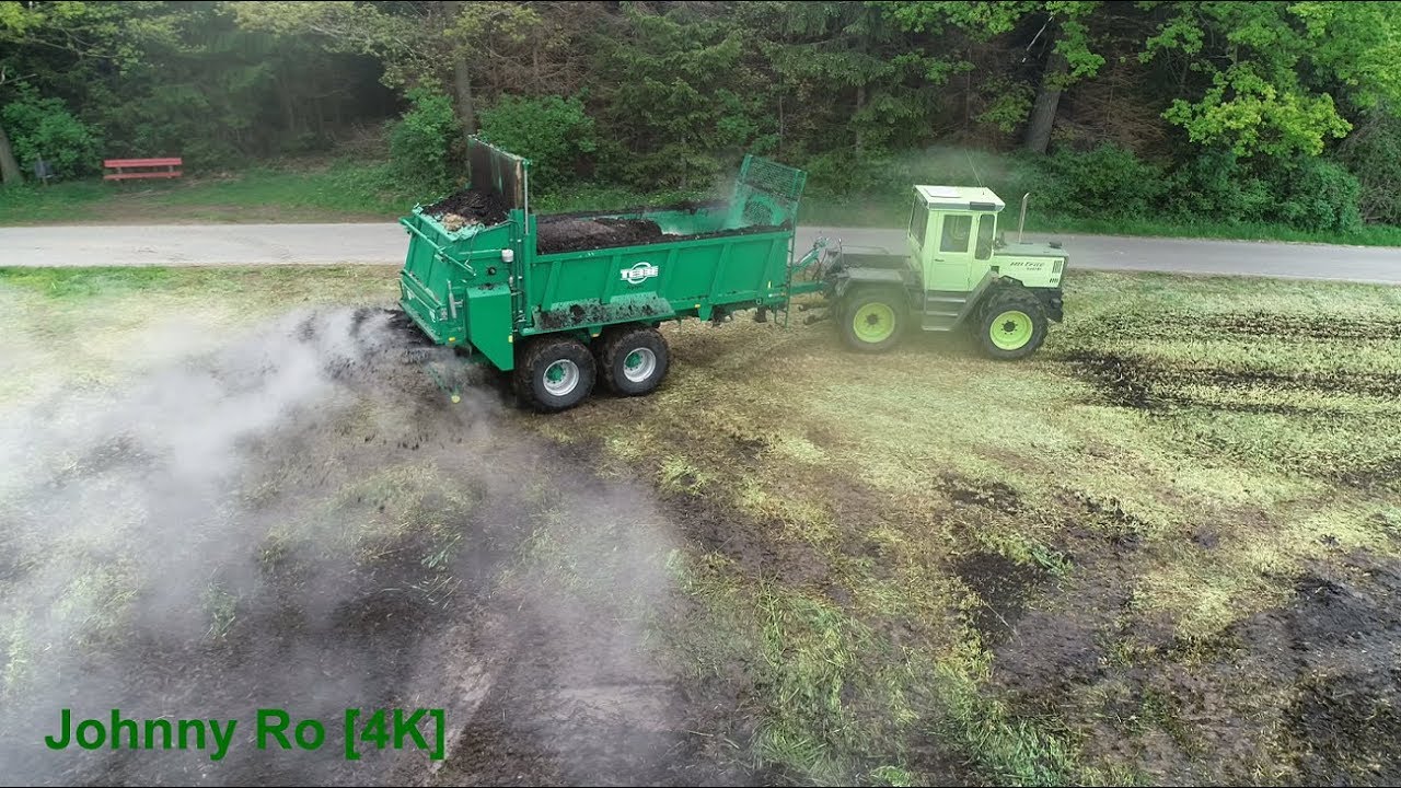 Miststreuen 2019 mit MB trac 1100 und Tebbe, JCB Teleskoplader, Johnny Ro [4K]
