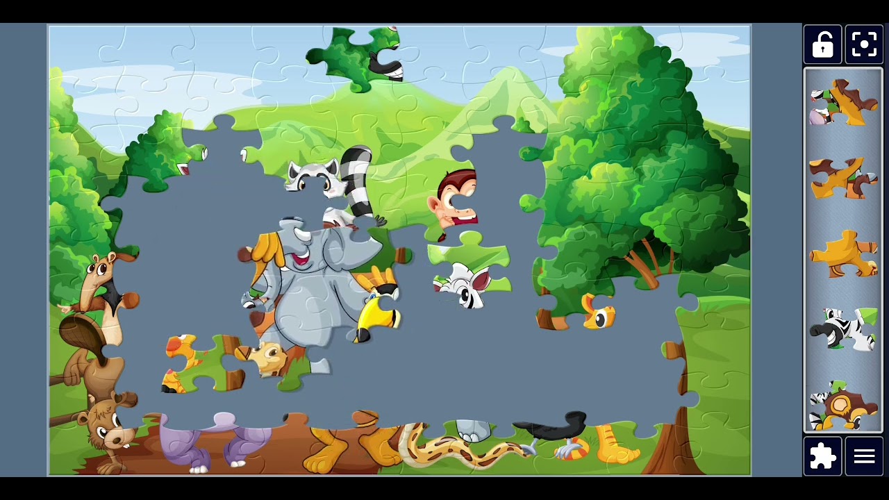 Jungle Animals Cartoon Jigsaw Puzzle 🦁🐘 | Matching Sound Game | MISHIFUNPUZZLE