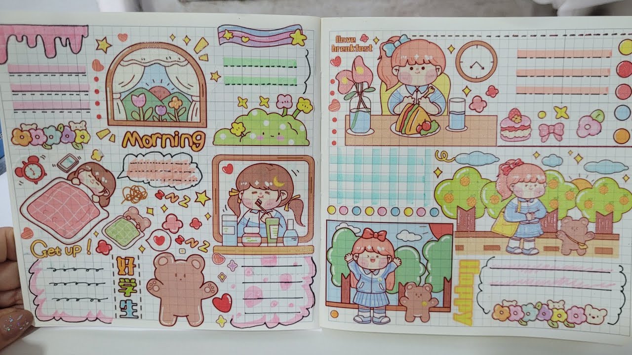 ✨️ ASMR full of Kawaii Stickers Journaling 🌷 Cute Stickers Decoration | Journal With Me 🎶 #asmr #diy
