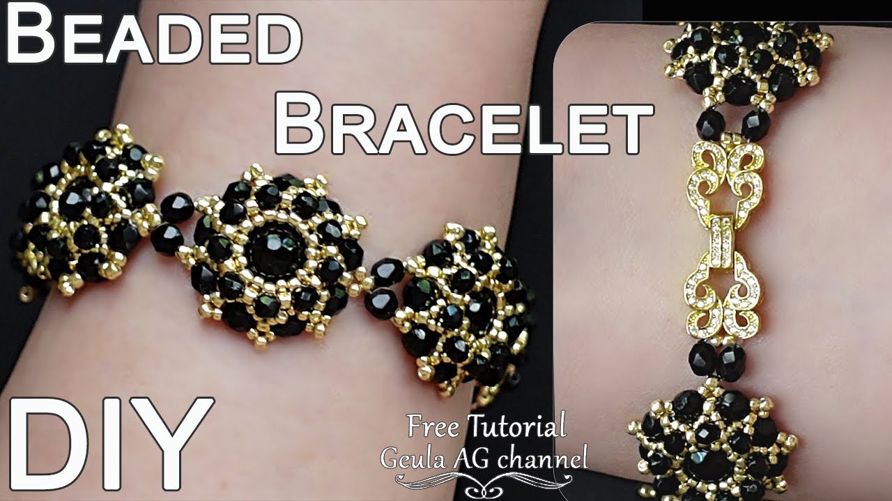 Beaded Bracelet with Bezeled Beads DIY Beginners Tutorial Jewelry Making