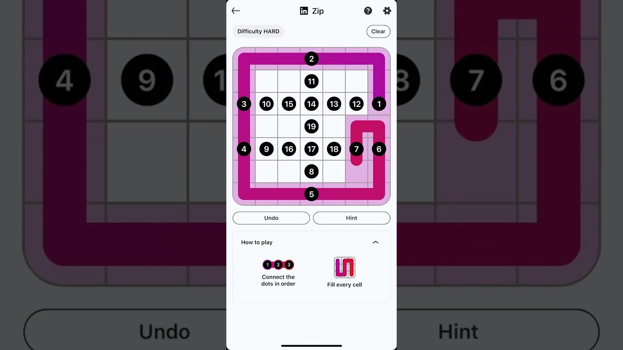 LinkedIn Zip Game #222 Answer #connectthedots #games #puzzle #linkedin #zipgame