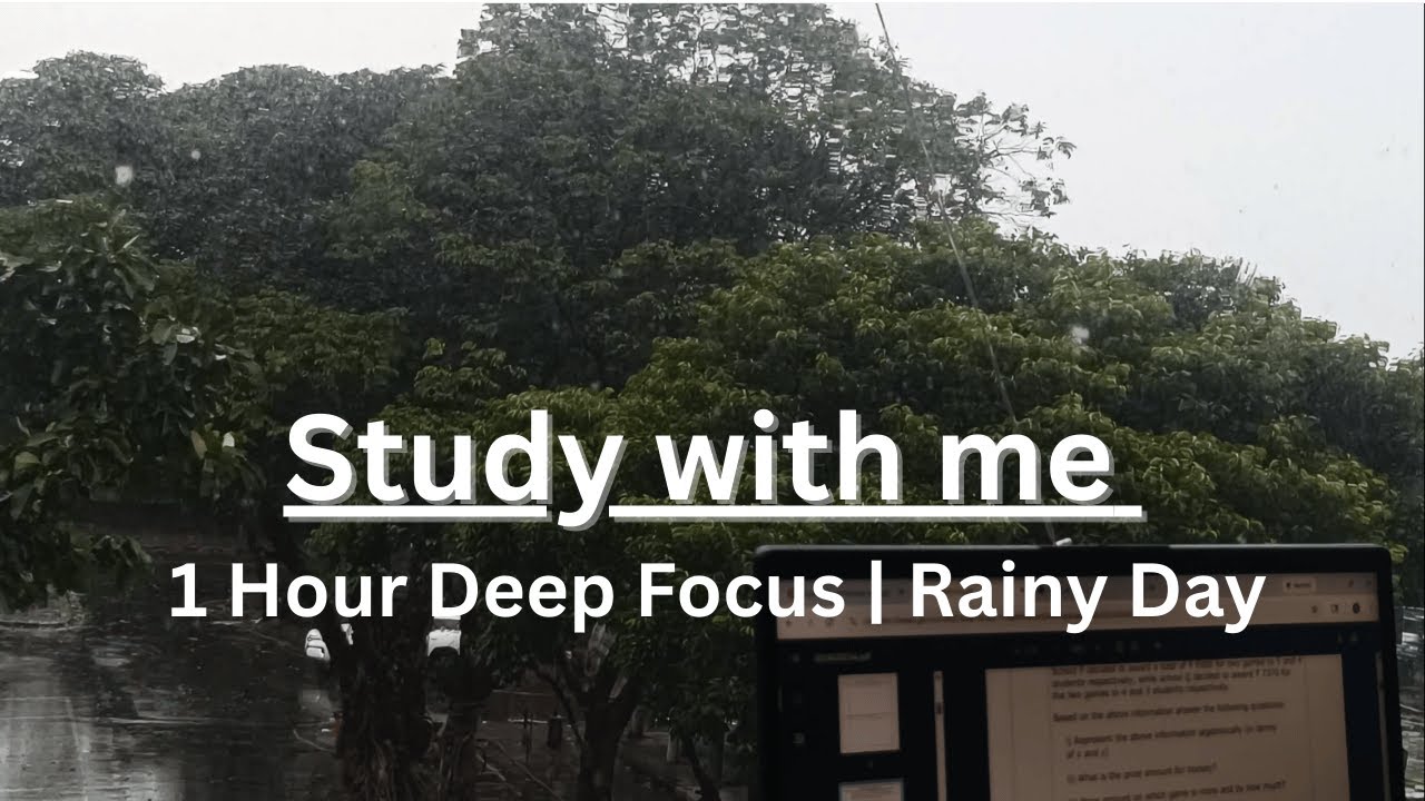 1 Hour Study With Me | Rain, Calm Focus | 25/5 Pomodoro