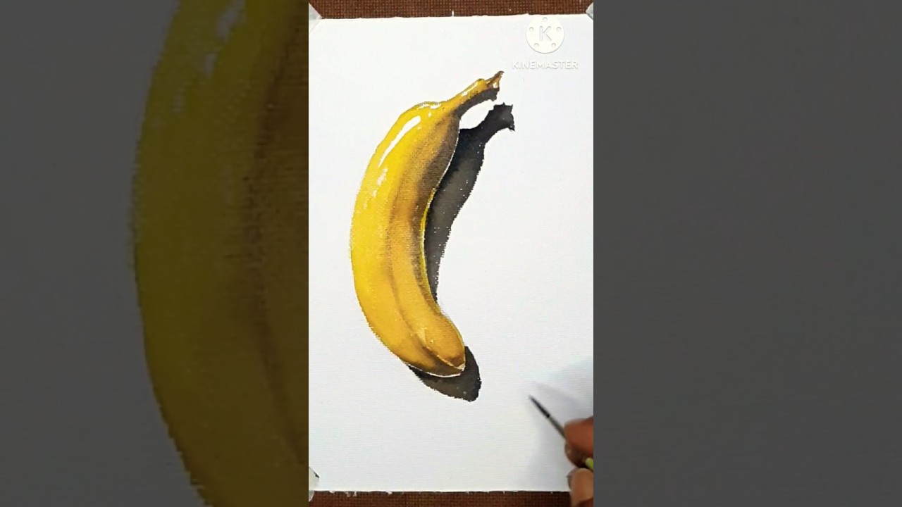 Realistic Banana drawing by watercolor🍌#shorts #shortvideo #viral #drawing #banana #kids #kidsvideo