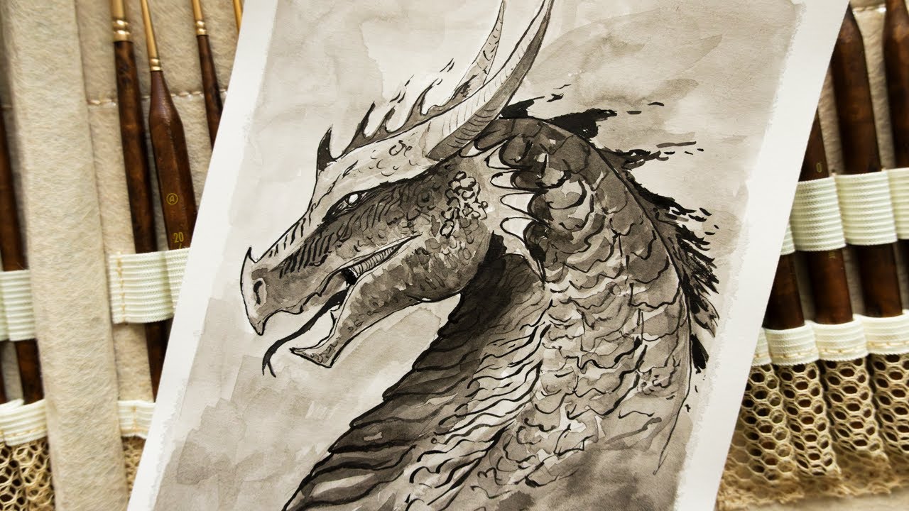 Как нарисовать дракона тушью — Тестирование кистей Artify