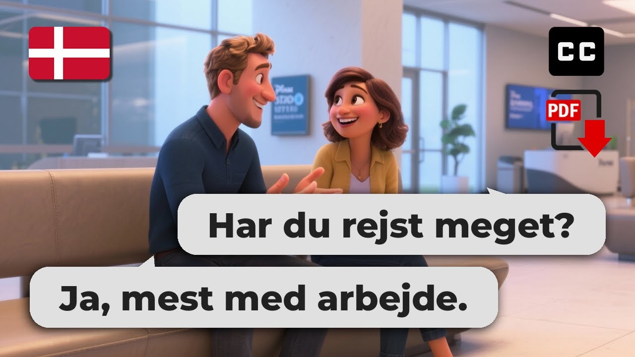 Easy Danish Conversation – 🏢 Talking About Work & Travel (A2–B1)