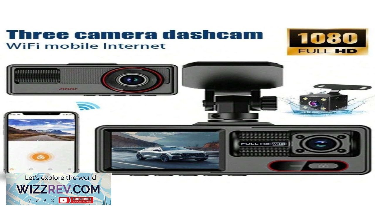 Dash Cam Wireless WiFi Dashcam 1080P HD Car Three Lens Dash Cam Hidden