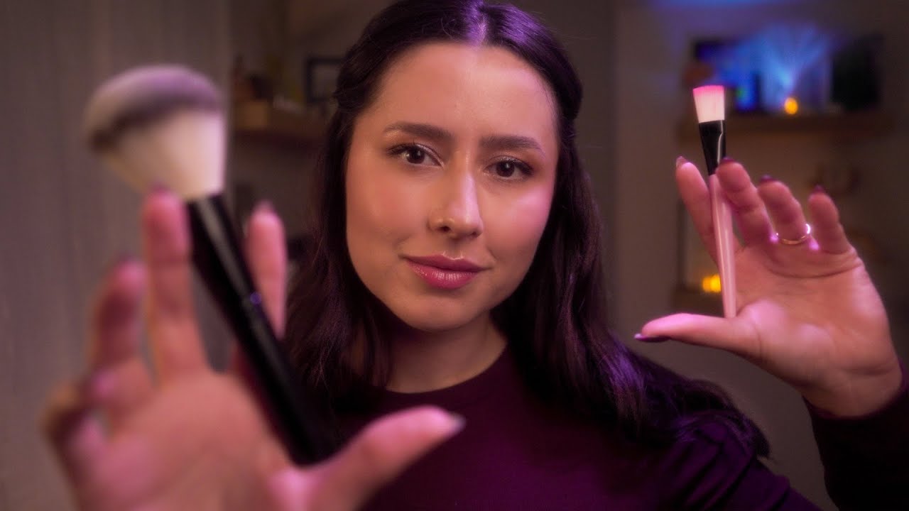 ASMR Close Your Eyes 😴 Whispered Face Painting (Unusual Props) 💜 Cozy Sounds For Deep Sleep