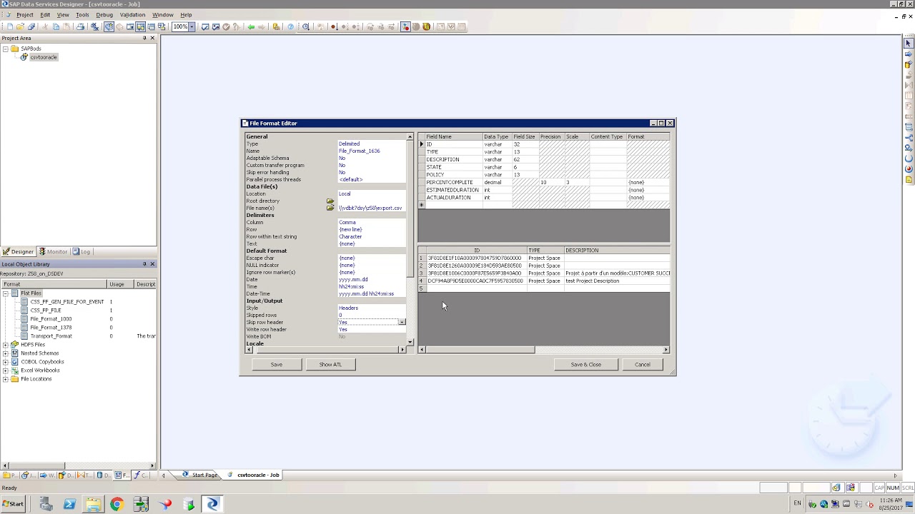 SAP BO Data Services Tutorial: CSV to Database