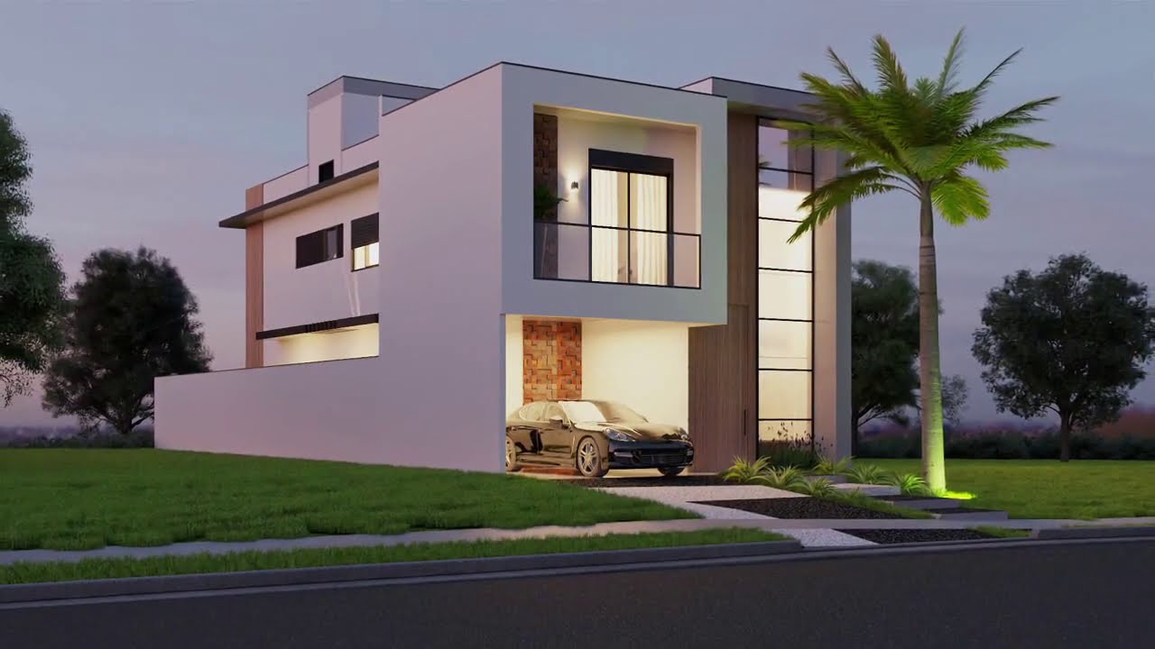 Projeto residencial sobrado estilo moderno 8x25 terras estancia Paul&iacute;nia - SP