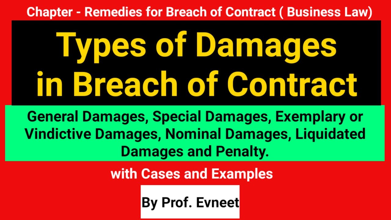 Types of Damages in Breach of Contract | Kinds of Damages in Breach of Contract | In Hindi