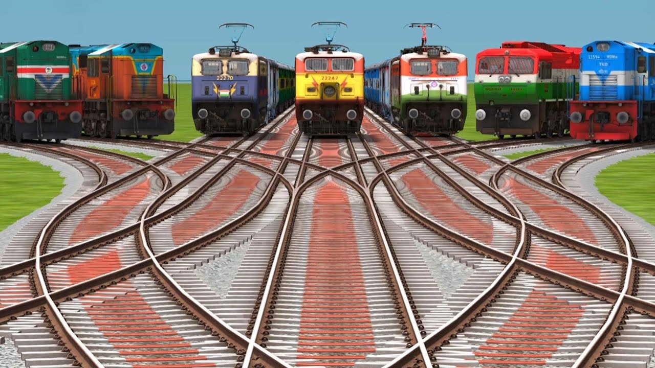 Indian Railways Branched Railroad Crossing Train || At On Bumpy Forked Daimond Curved Tracks ✴️