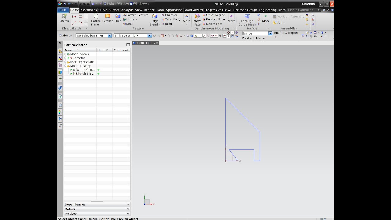 SIEMENS NX BASICO MODELADO 2D #1