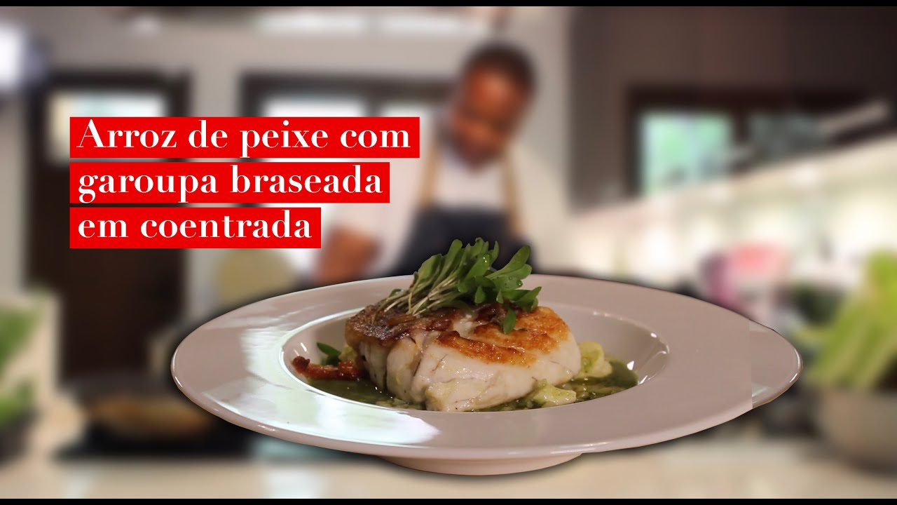Arroz de garoupa com filet de garoupa braseada em coentrada