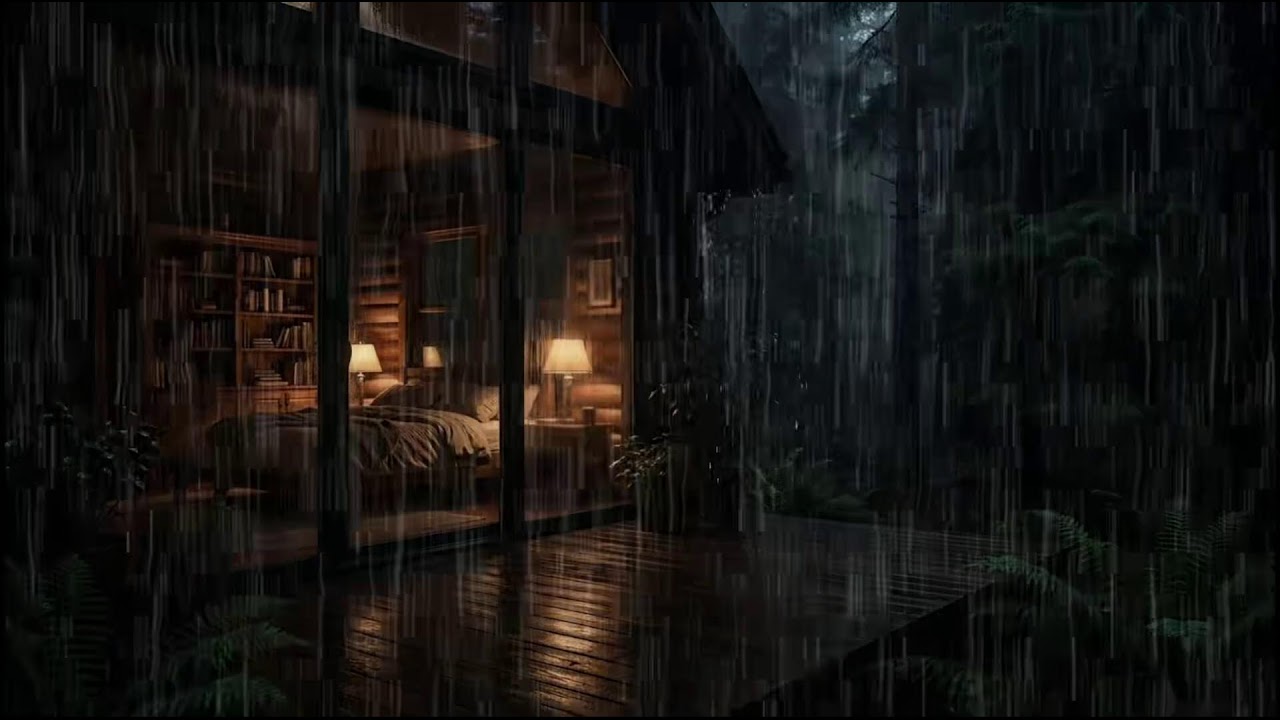 Rainy Night in a Forest Cabin 🌲 | Soft rain ambience with steady rain sounds for deep relaxation