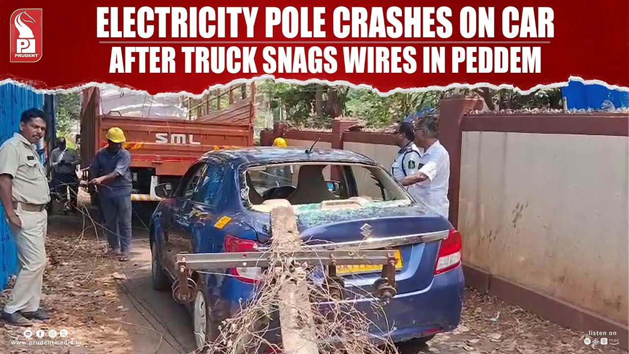 Electricity Pole Crashes On Car After Truck Snags Wires In Peddem