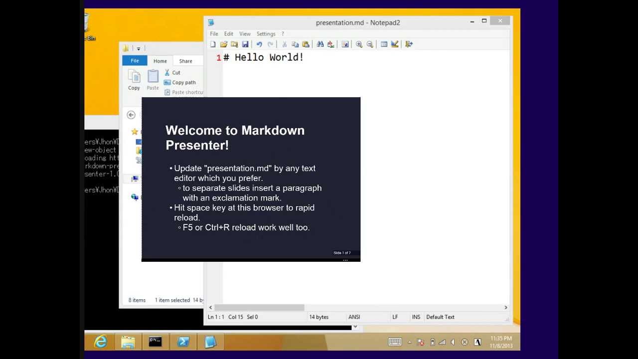 How to start Markdown Presenter on Windows OS?