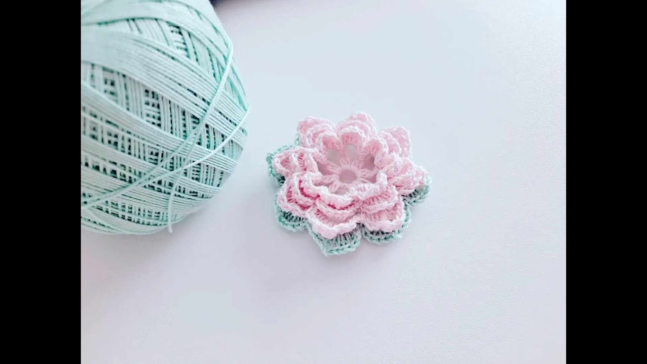 Kwiatek 3d na szydełku, rozetka - Crochet flower 3D