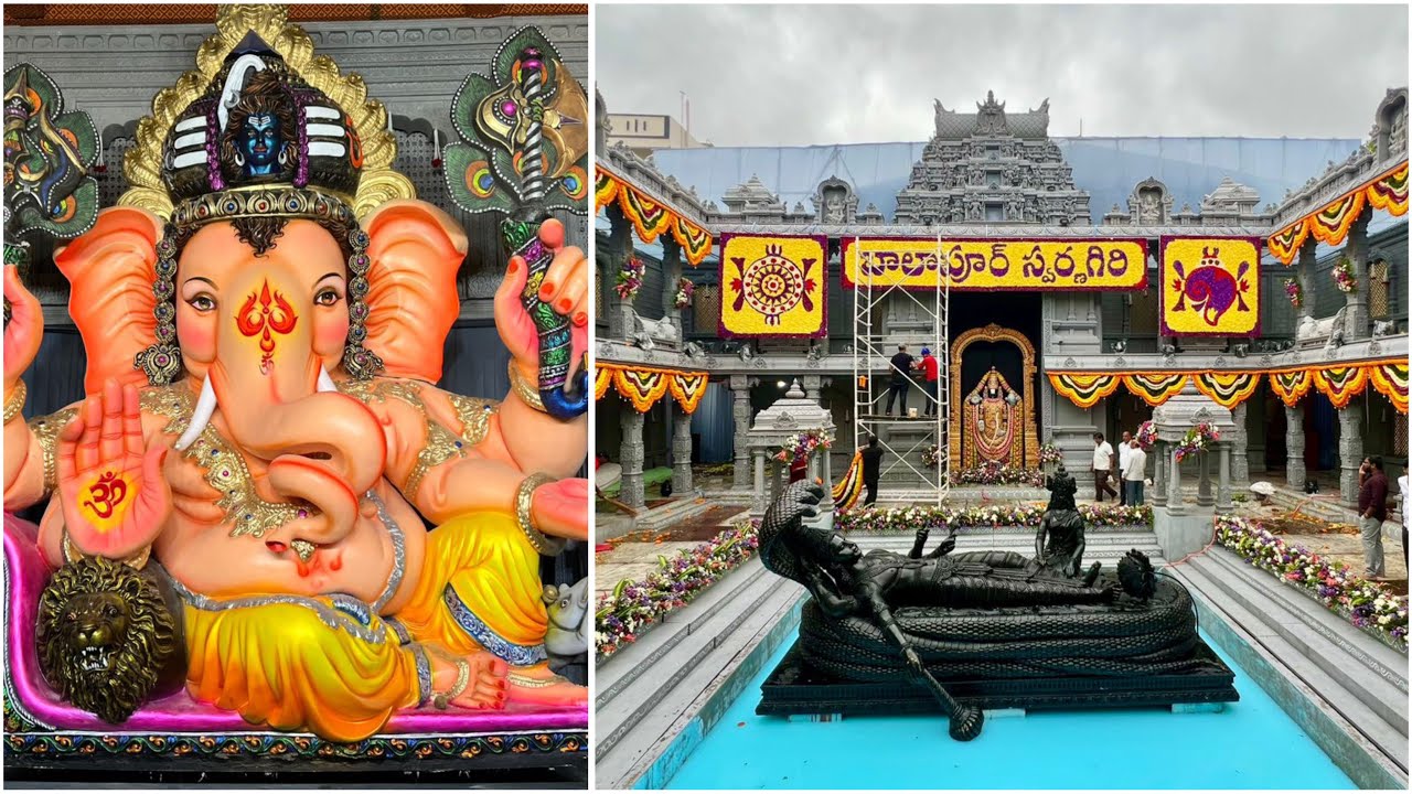 Balapur ganesh 2025 | Lord Ganesha decoration with Swarnagiri temple set | Ganesh chaturthi 2025
