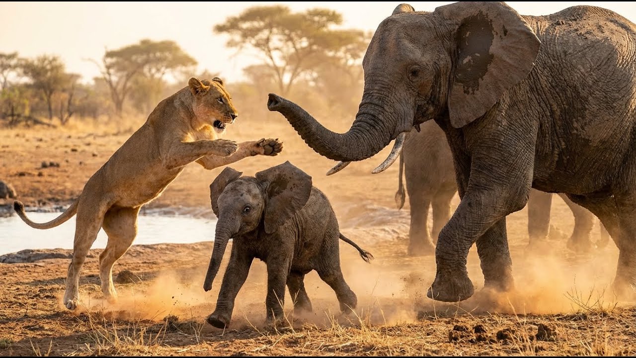 Lions Target a Baby Elephant — Then the Herd Forms a Living Shield