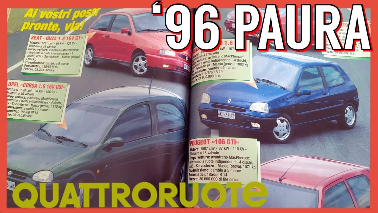 06/1996: PUNTO GT vs SEAT IBIZA GT 16v vs OPEL CORSA 1.6 16v GSi vs PEUGEOT 106 GTI vs CLIO RSi