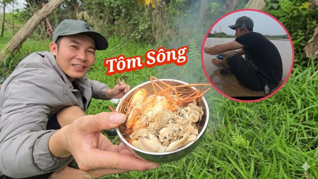 Một Mình Đi Mò Tôm Và Chai Chai Trải Nghiệm Bên Bờ Sông / HIỆP CUỘI TV